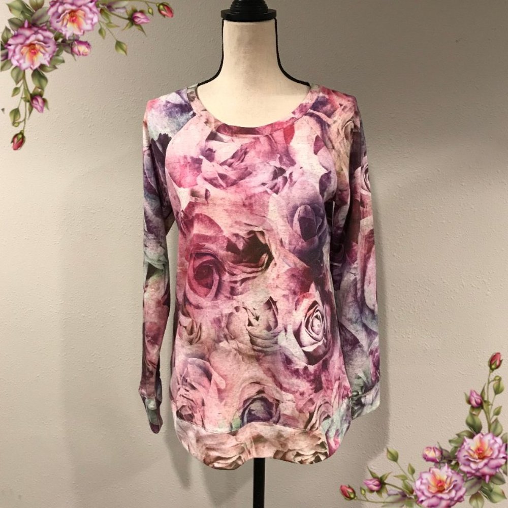 Floral rose print sweatshirt